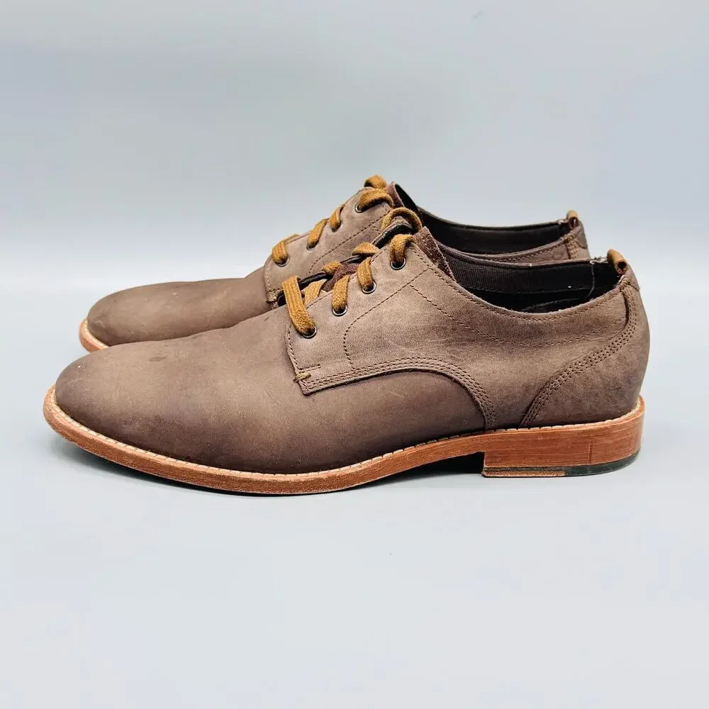 Cole Haan Shoes Mens 7.5 Brown Nubuck Leather Feathercraft Blucher Oxford Dress